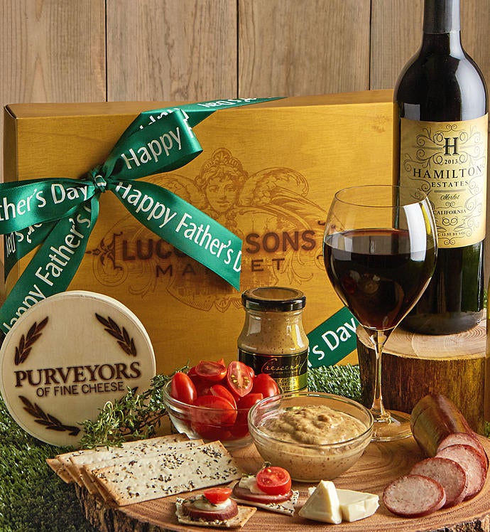 Father's Day Sausage & Cheese Box with Wine